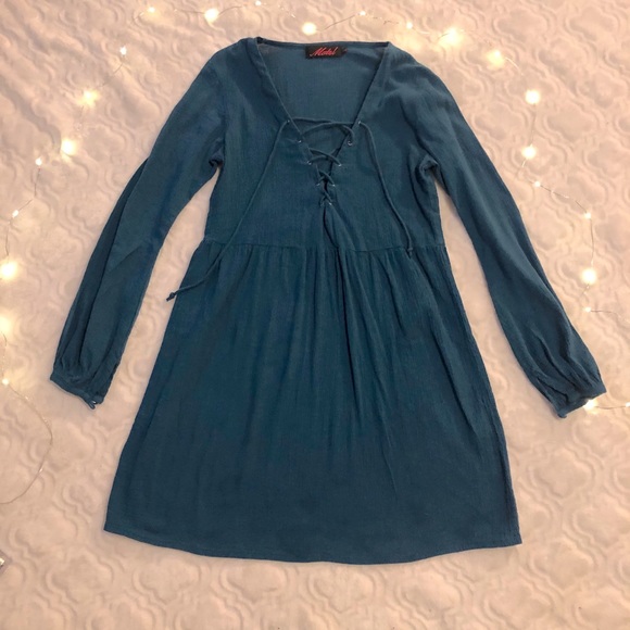 Dresses & Skirts - Dress xs blue green long sleeve